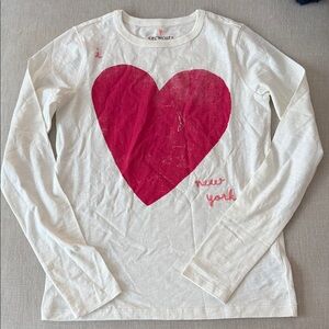 Crewcuts White and Pink Heart Long Sleeve Tee